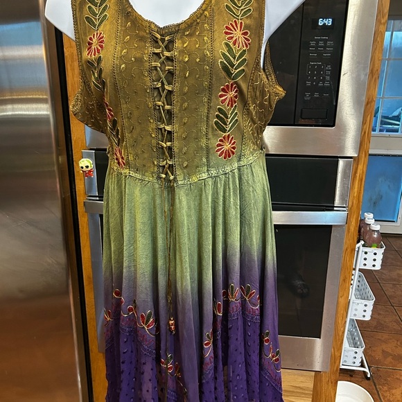 Shoreline Dresses & Skirts - Bohemian Multicolor Lace-Up Dress